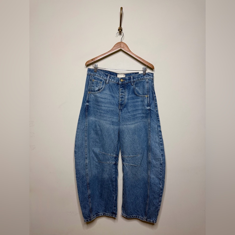 Free People We The Free Good Luck Mid-Rise Barrel Jeans - Picture 2 of 9